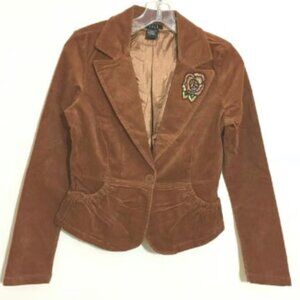 NWOT CELL Women's Corduroy Jacket w Floral Sequins Size M